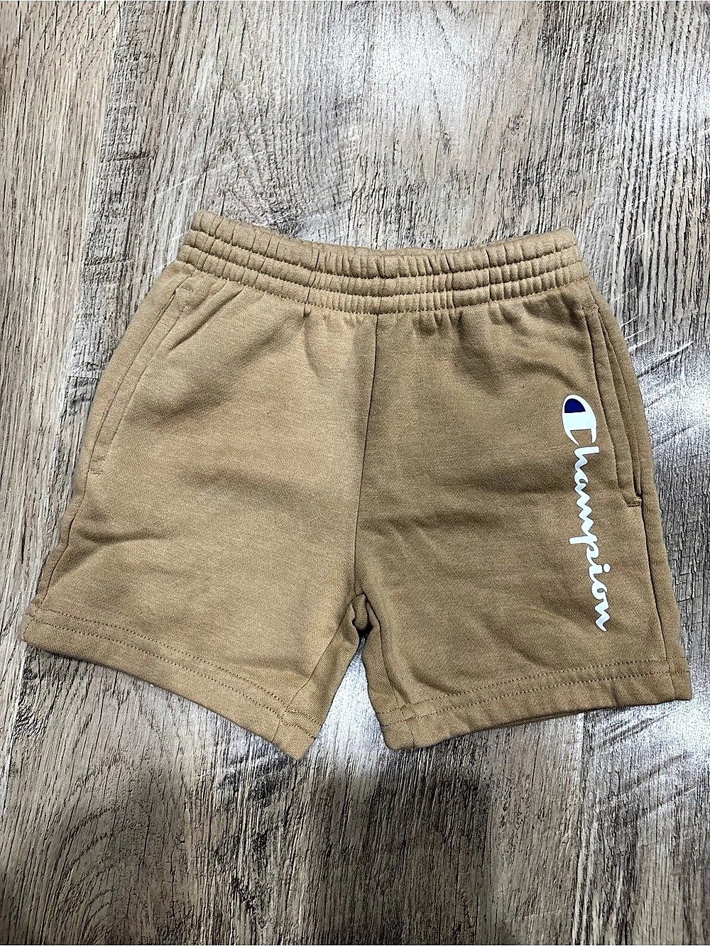 Champion Script Logo Fleece Shorts Boys 4T Brown